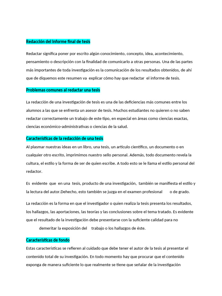 Guía para redactar informes de tesis | PDF | Verdad | Sintaxis