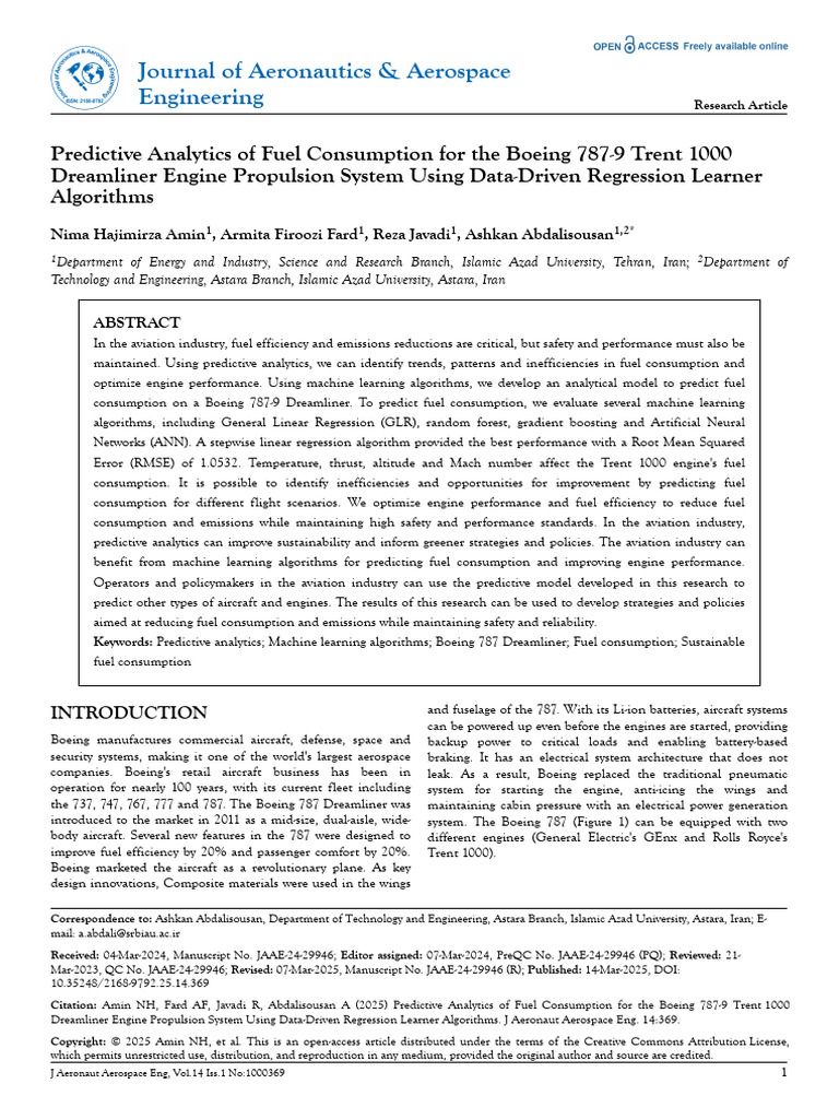 Fuel Consumption Prediction for Boeing 787-9 | PDF | Machine Learning ...