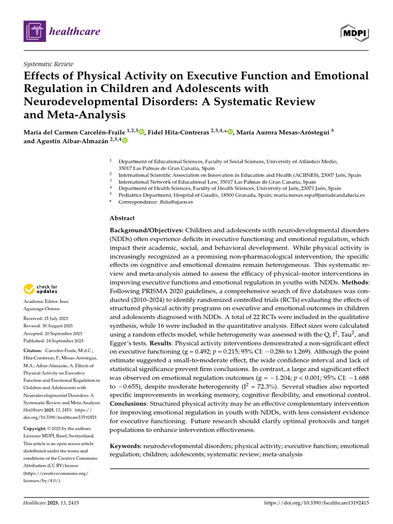 Effects of Physical Activity On Executive Function and Emotional ...