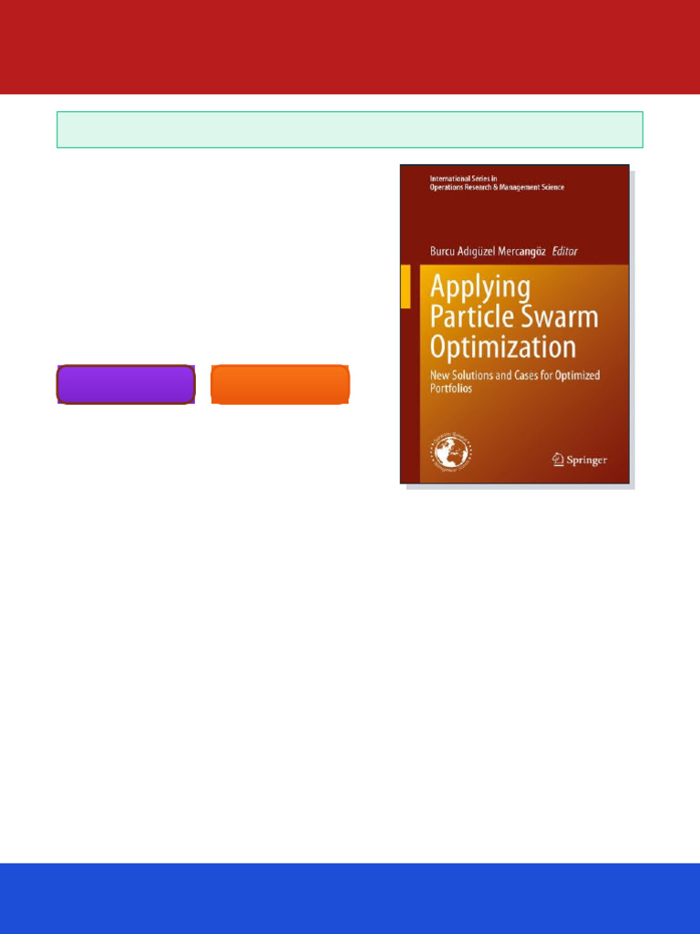 Applying Particle Swarm Optimization New Solutions and Cases For ...