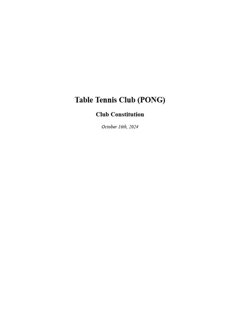 PONG Table Tennis Club Constitution | PDF | Presidents Of The United ...