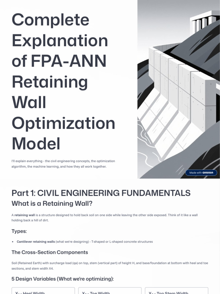 FPA-ANN Retaining Wall Optimization Guide | PDF