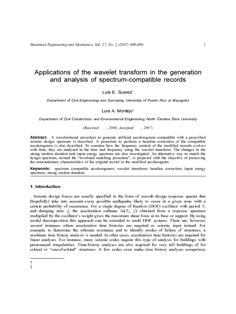 2007 - Suarez and Montejo - Applications of The Wavelet Transform in ...