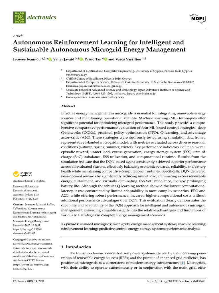 Autonomous RL for Microgrid Energy Management | PDF | Mathematical ...