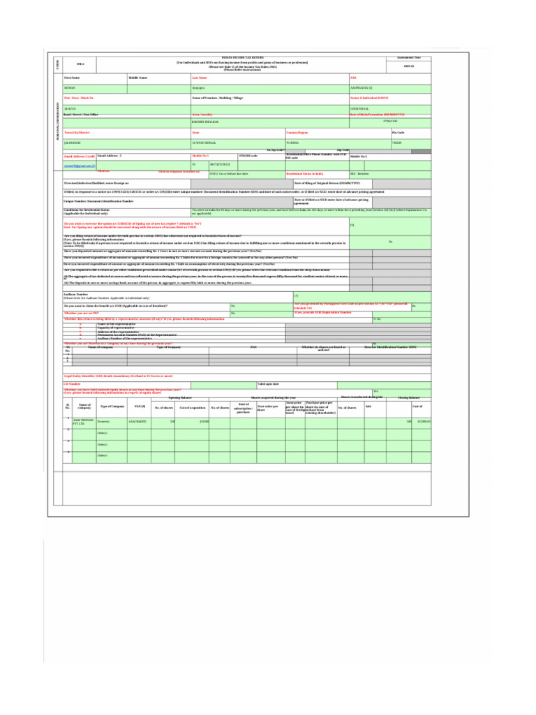 Indian Income Tax Return Form ITR-2 | PDF | Tax Deduction | Loans