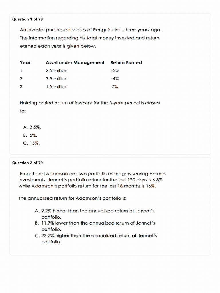 Rates and Returns - Questions | PDF | Diversification (Finance ...