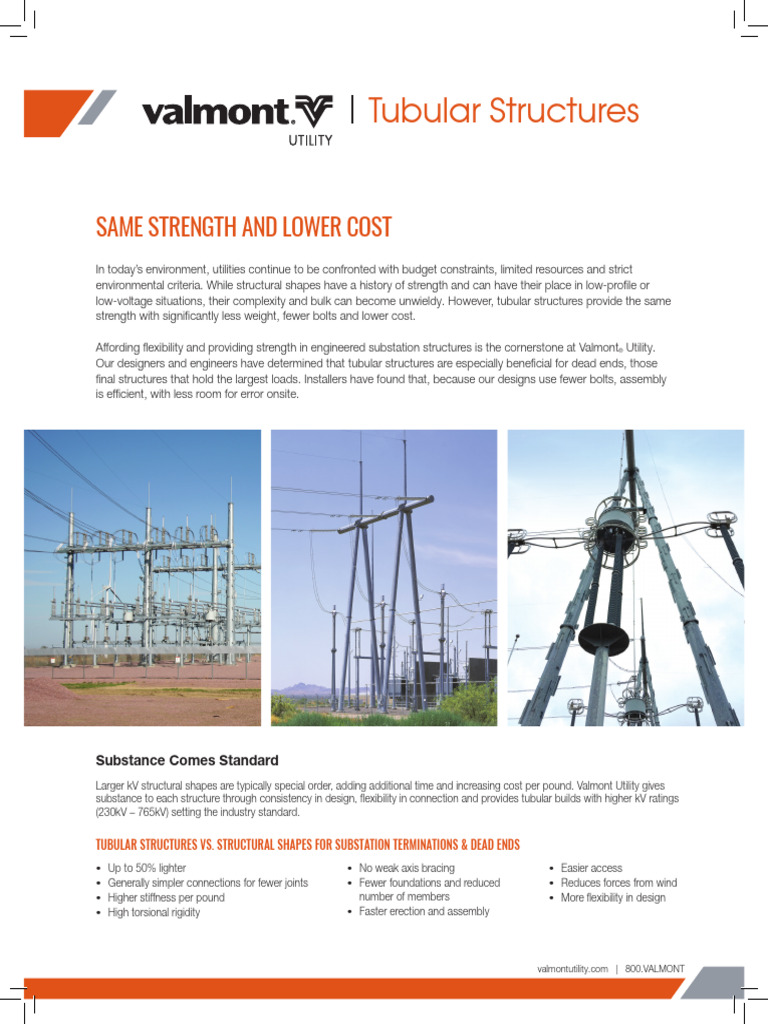 Substation Tubular Structures From Valmont Utility+ | PDF | Structural ...
