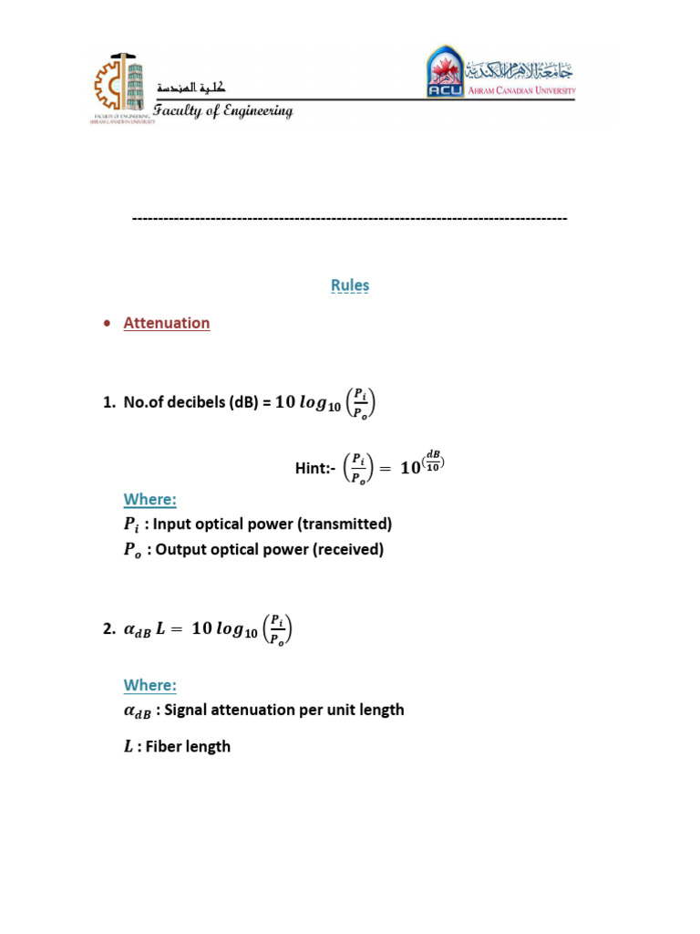 Optical Fiber Sheet 2 Solutions Attenuation | PDF