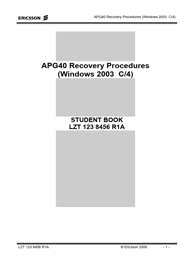 APG40 Recovery Procedures Guide | PDF | Backup | Computer File