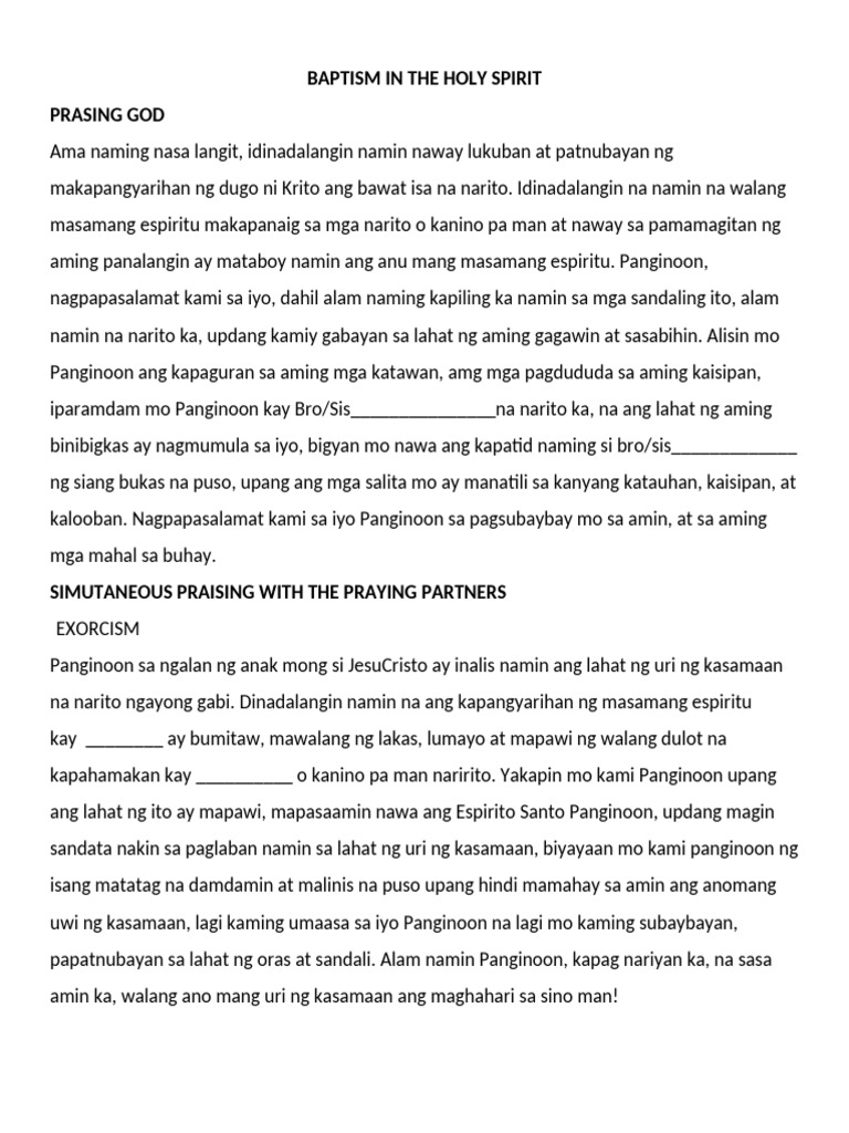 Baptism in The Holy Spirit | PDF