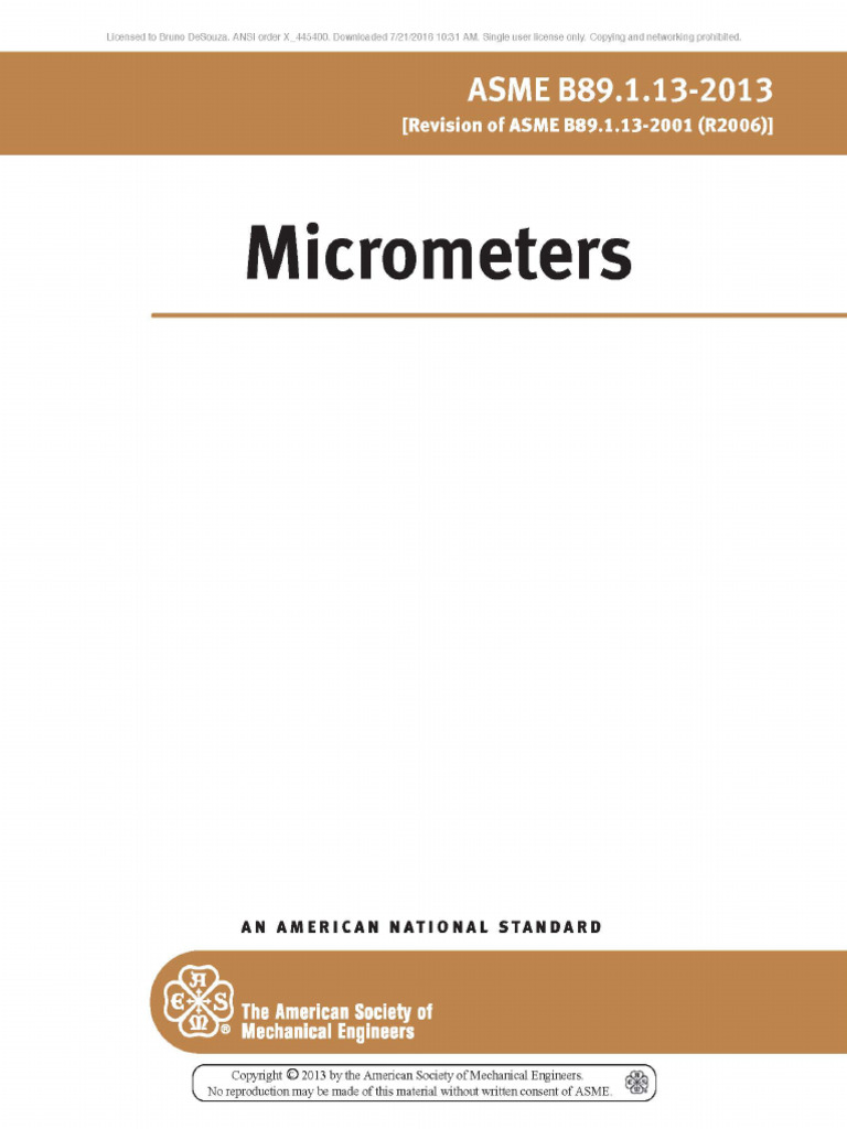 ASME B89!1!13 - 2013 - Micrometers | PDF