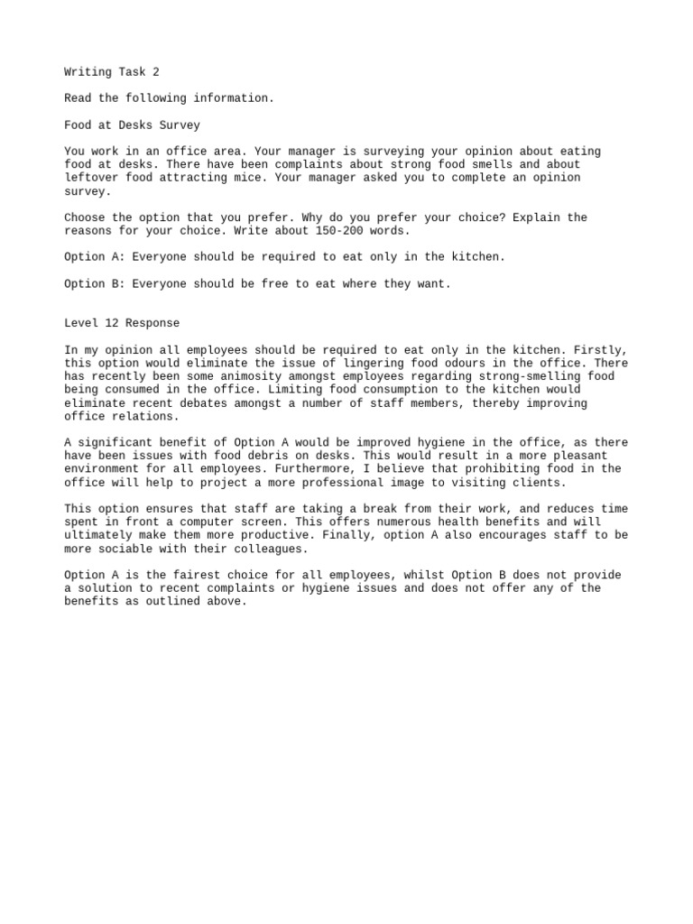 Office Food Etiquette Survey Response | PDF