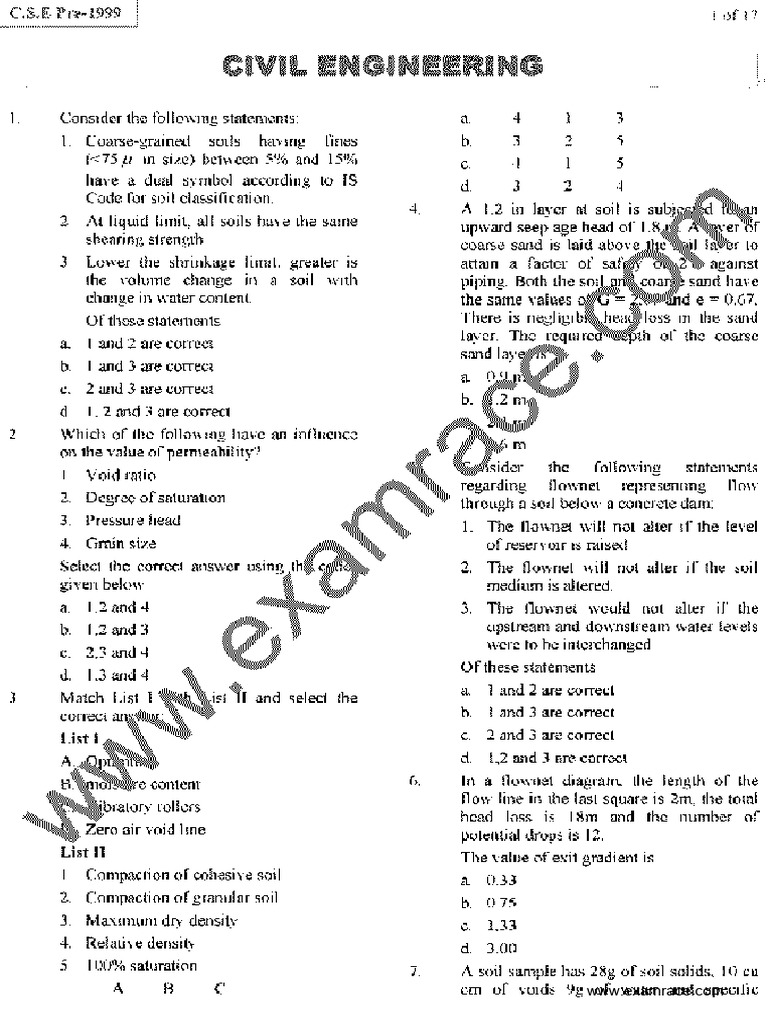 Civil Engineering Soil Mechanics Exam | PDF
