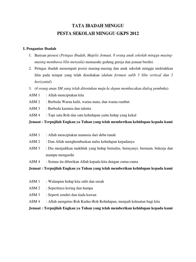 Tata Ibadah Sekolah Minggu