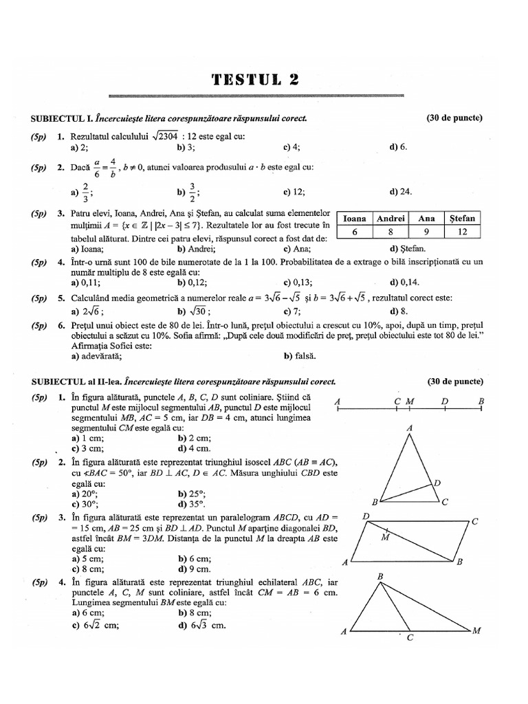 Testul 2 | PDF