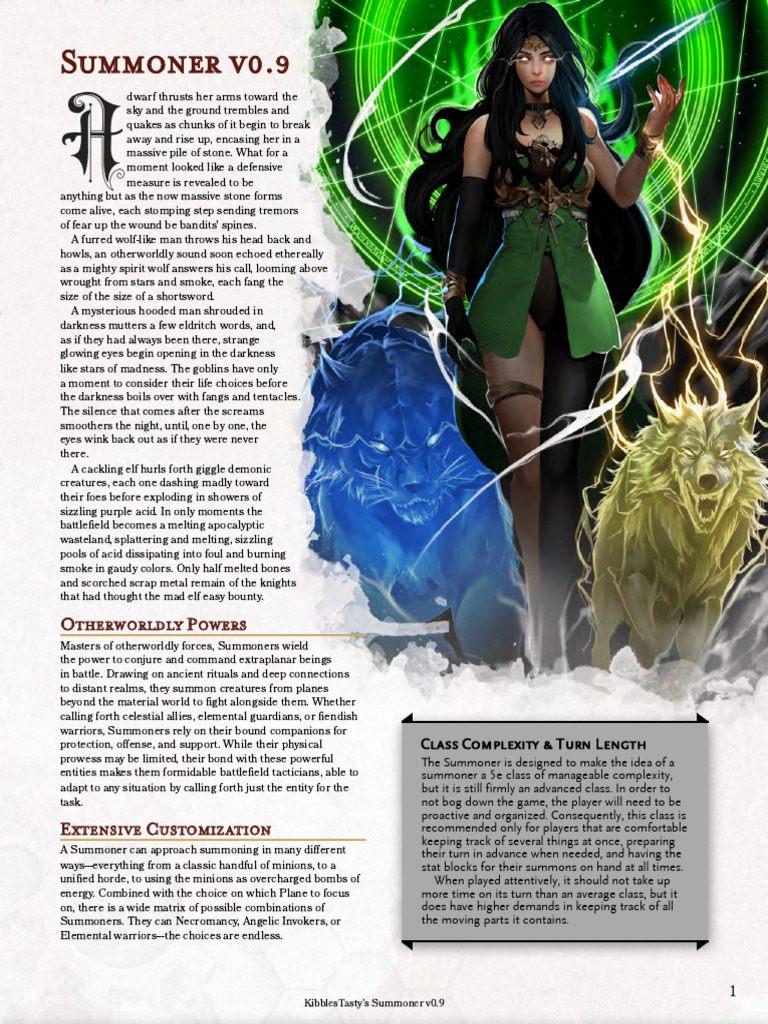 Summoner Class Guide for 5e RPG | PDF