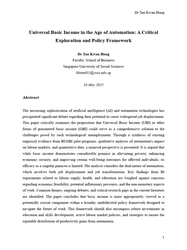 Universal Basic Income and Automation Insights | PDF | Income | Poverty ...