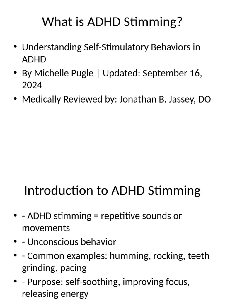Understanding ADHD Stimming Behaviors | PDF | Psychological Concepts ...