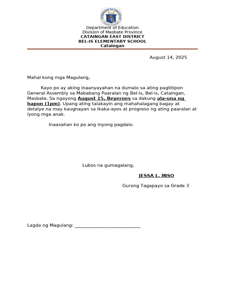 Communication Letter | PDF