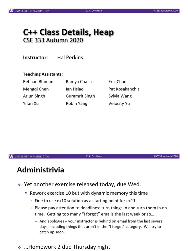 C++ Heap Management in CSE333 | PDF | Class (Computer Programming ...