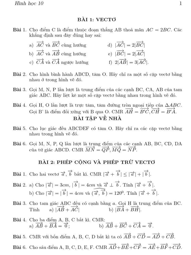 Toán 10 - Vecto | PDF