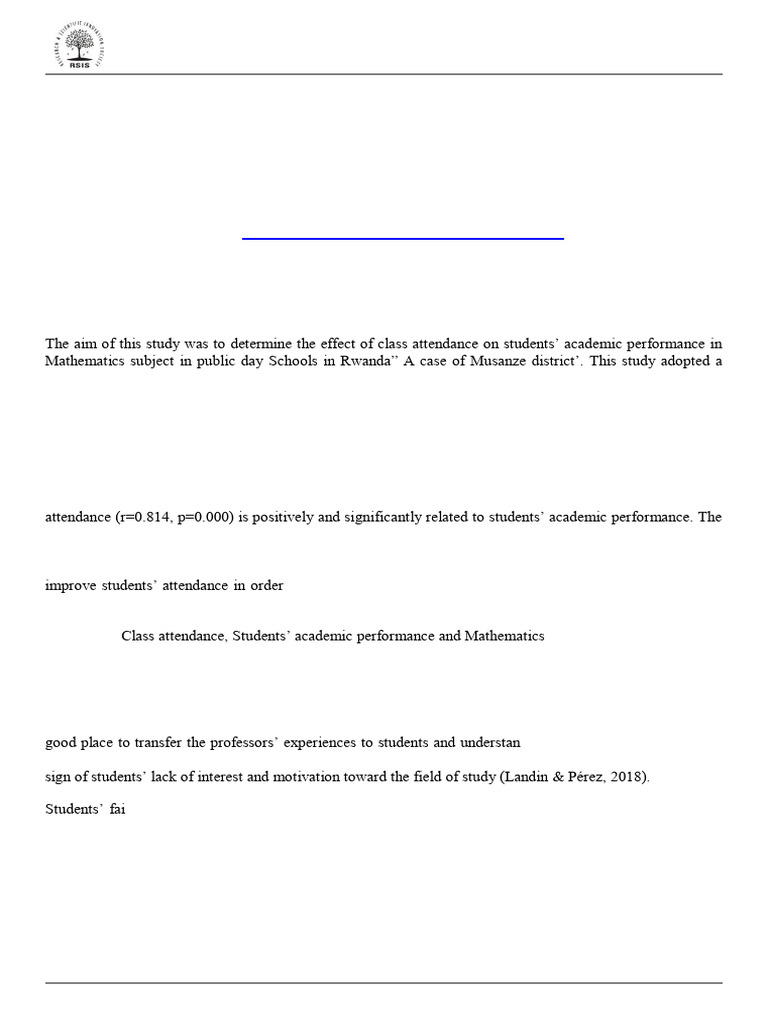 Effect of Class Attendance On The Academic Performance of Students in ...