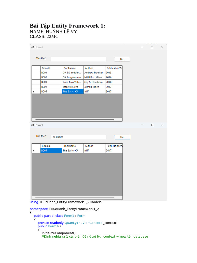 Bài Tập Entity Framework 1 | PDF