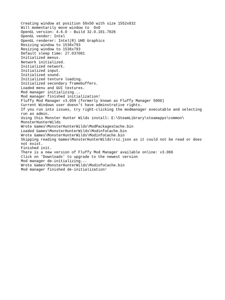 Fluffy Mod Manager Initialization Log | PDF