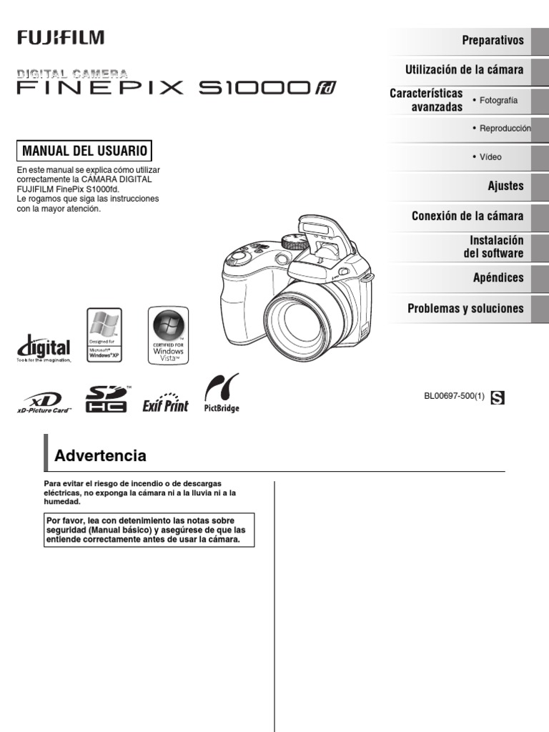 Manual Camara Fujifilm Finepix S1000 Fotografia Aerea Tarjeta De Memoria