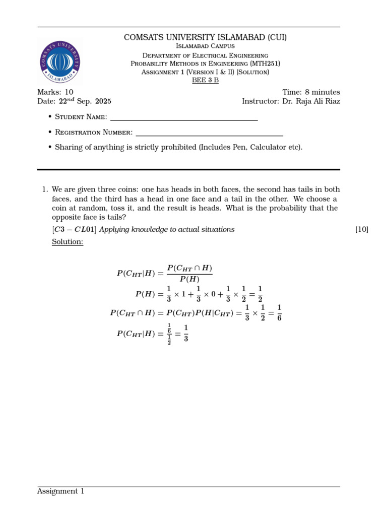 Assignment 1 Solution | PDF