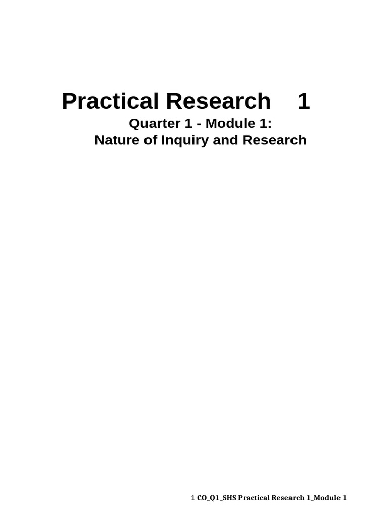 Applied Practical Research 1 q1 Mod1 v2 | PDF | Quantitative Research ...