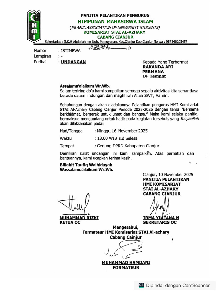 Surat Undangan Rakanda Ari Permana | PDF