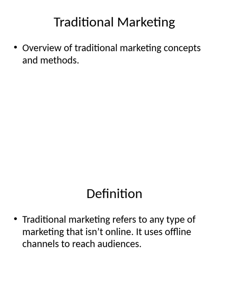 Understanding Traditional Marketing Methods | PDF