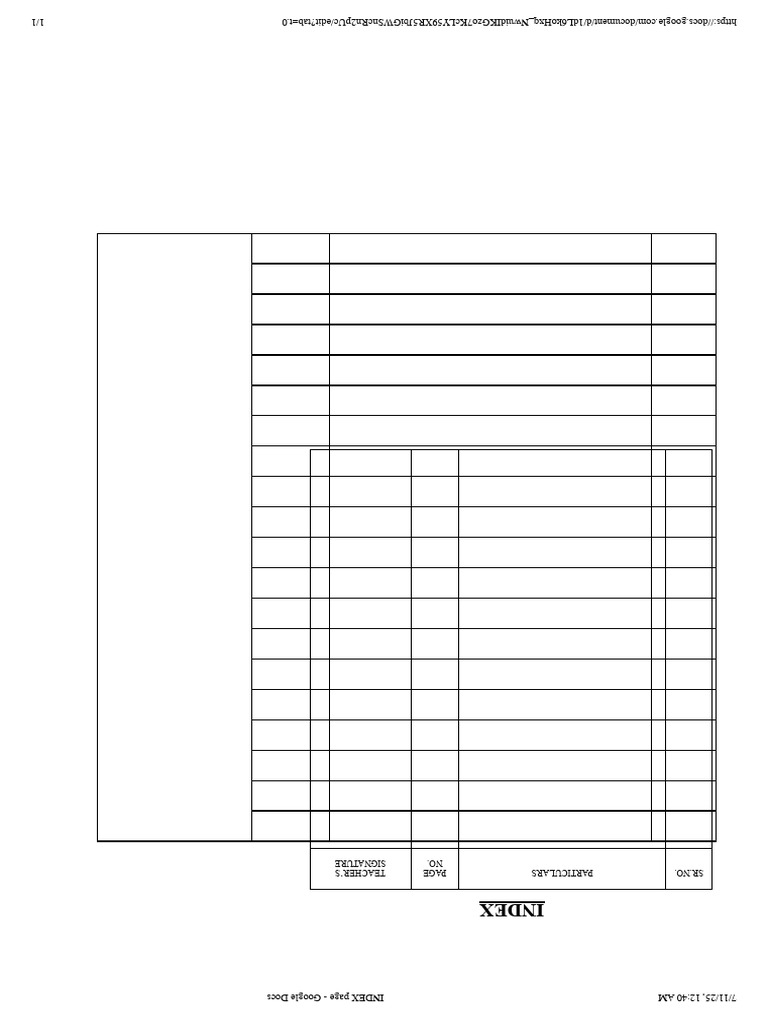 INDEX Page With Lines | PDF