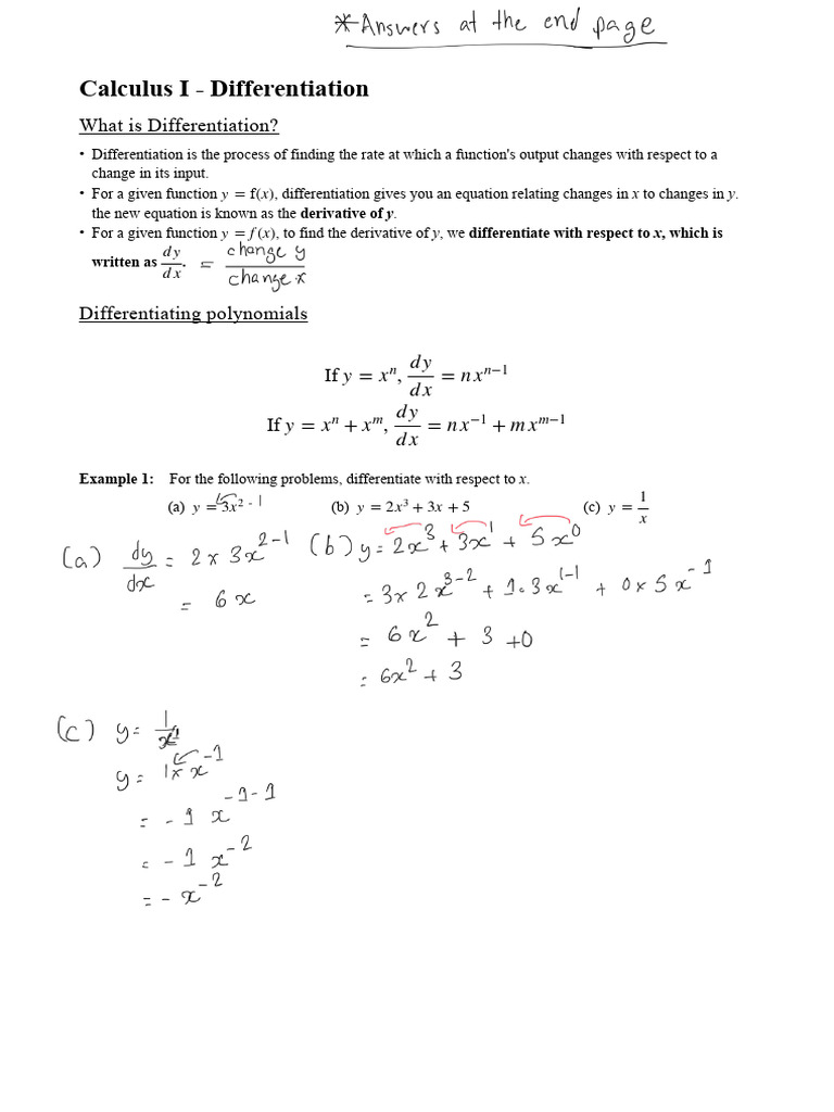 Calculus I: Differentiation Basics | PDF | Derivative | Tangent