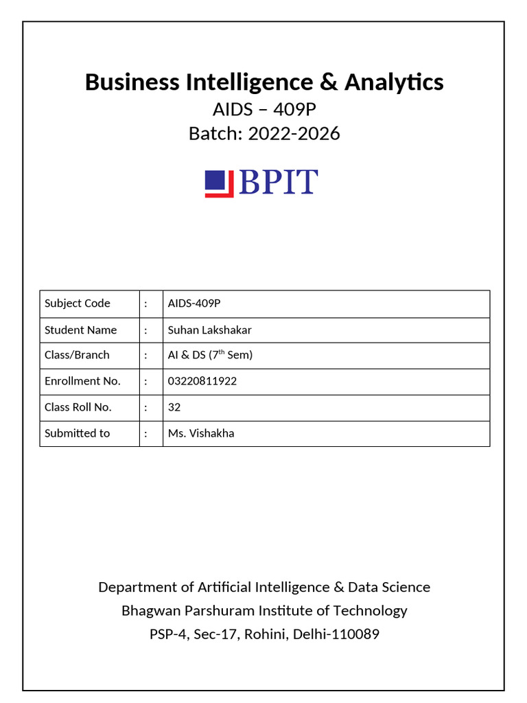 Business Intelligence Course Overview | PDF