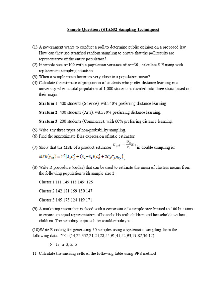 Sampling Techniques Questions and Solutions | PDF