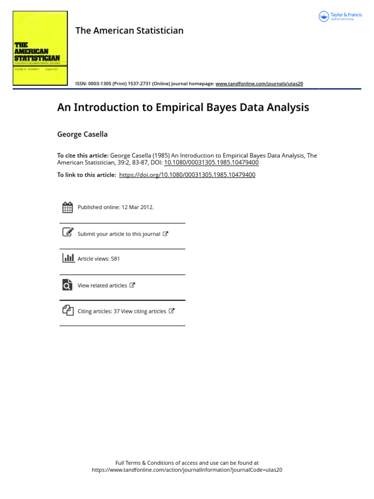 Introduction to Empirical Bayes Analysis | PDF | Estimator | F Test