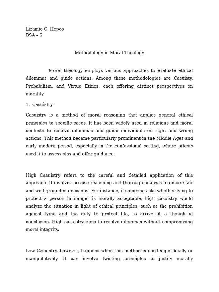 Methodologies in Moral Theology Explained | PDF | Virtue | Spirituality