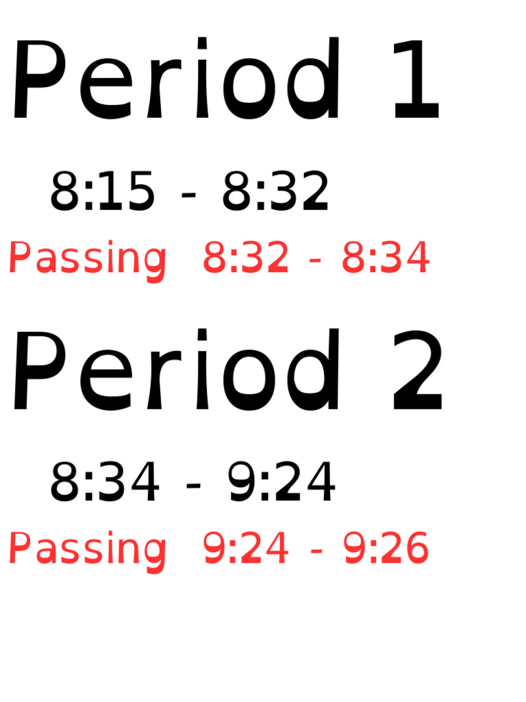 Daily Class Schedule with Passing Times | PDF