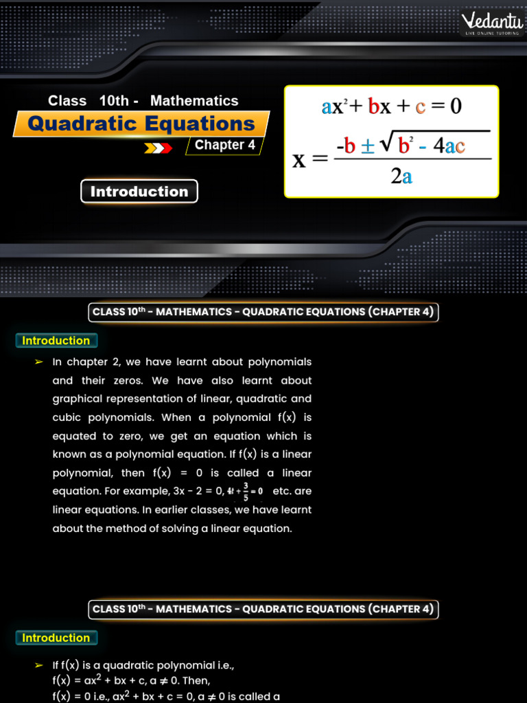 Understanding Quadratic Equations in Class 10 | PDF | Quadratic ...
