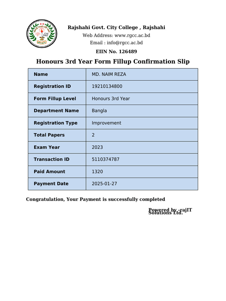 Formfillup Slip | PDF