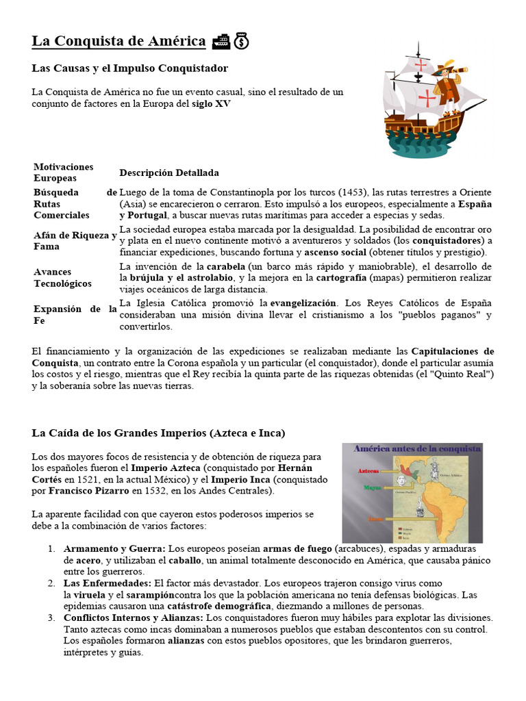 La conquista de América texto y guía | PDF | Conquistador ...