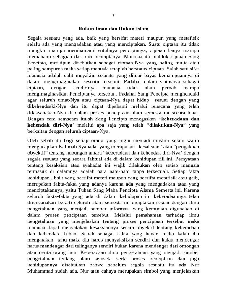 Rukun Iman dan Syahadat dalam Islam | PDF
