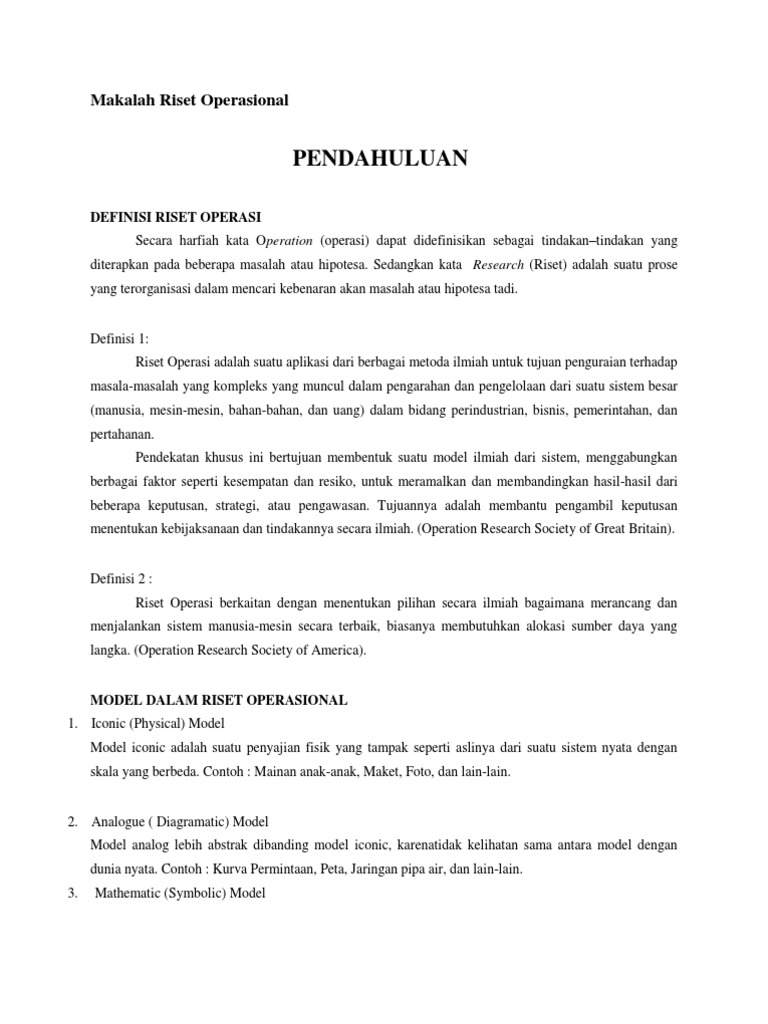 Makalah Riset Operasional