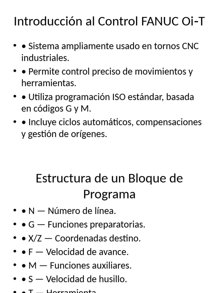 Guía Completa de Programación FANUC Oi T | PDF | Ingeniería mecánica