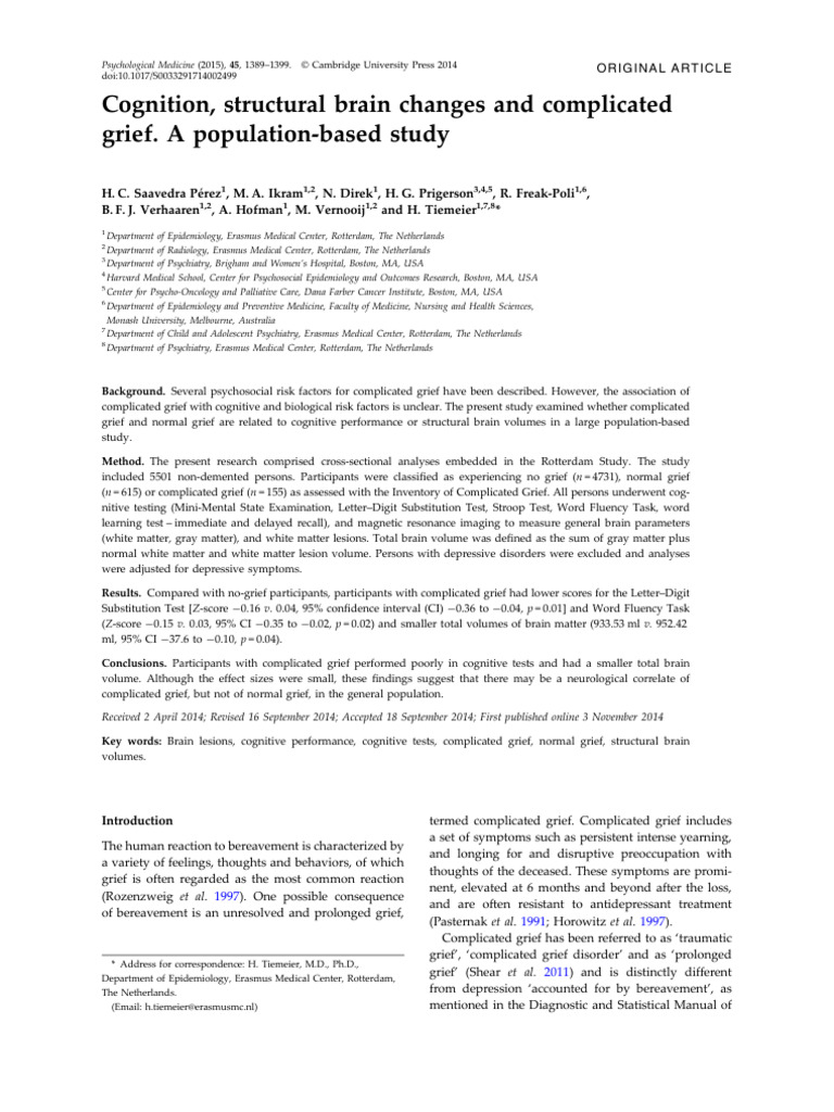 Cognition Structural Brain Ch Pdf Grief Abnormal Psychology