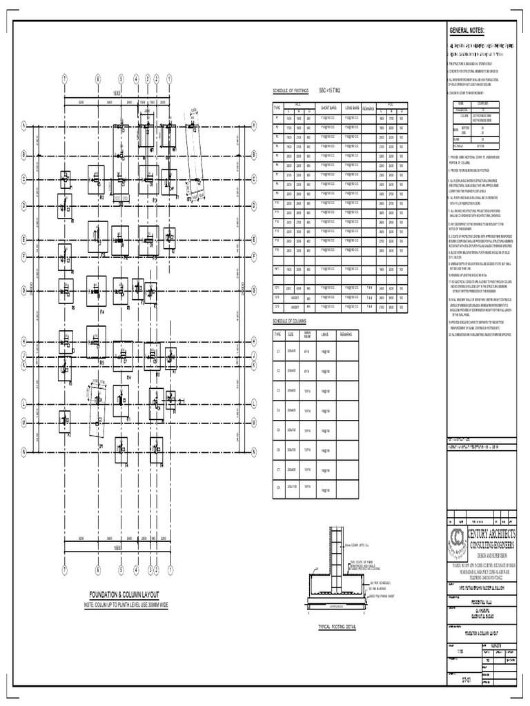 Residential Villa Structural Layout | PDF | Architectural Elements ...
