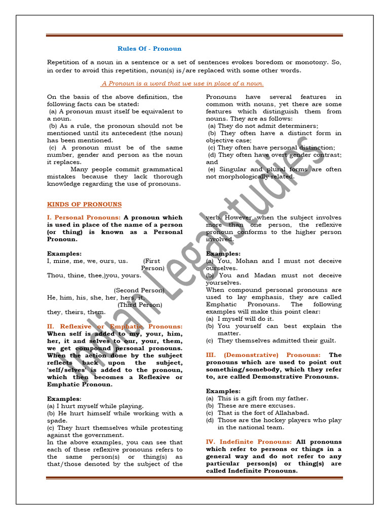 Understanding Pronouns in English Grammar | PDF | Pronoun | Grammatical ...