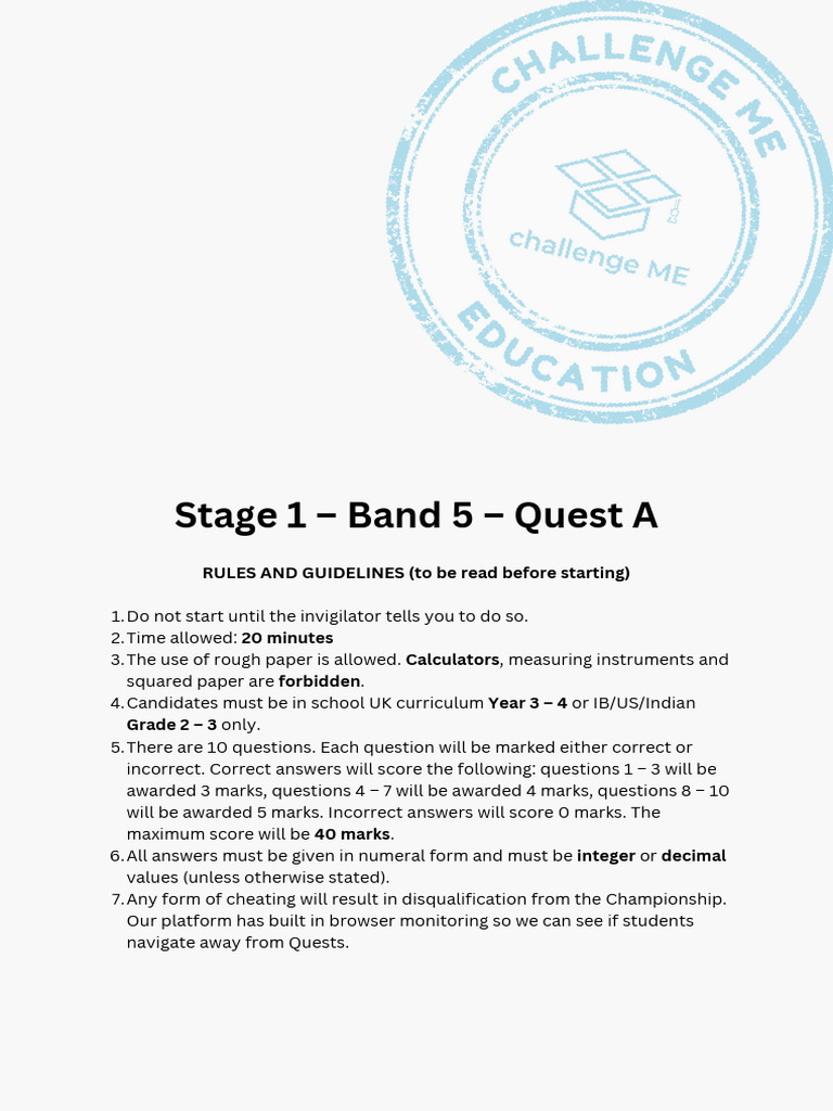 Band 5 Maths Championship Guidelines | PDF | Decimal | Mathematics